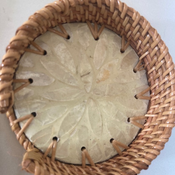 Handwoven Rattan Round Coasters with Holder - Picture 3 of 4